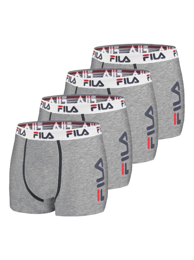 Lot de 4 Boxers Homme FILA 5040 coton couleur gris Fila Gris Blanc - Kiabi