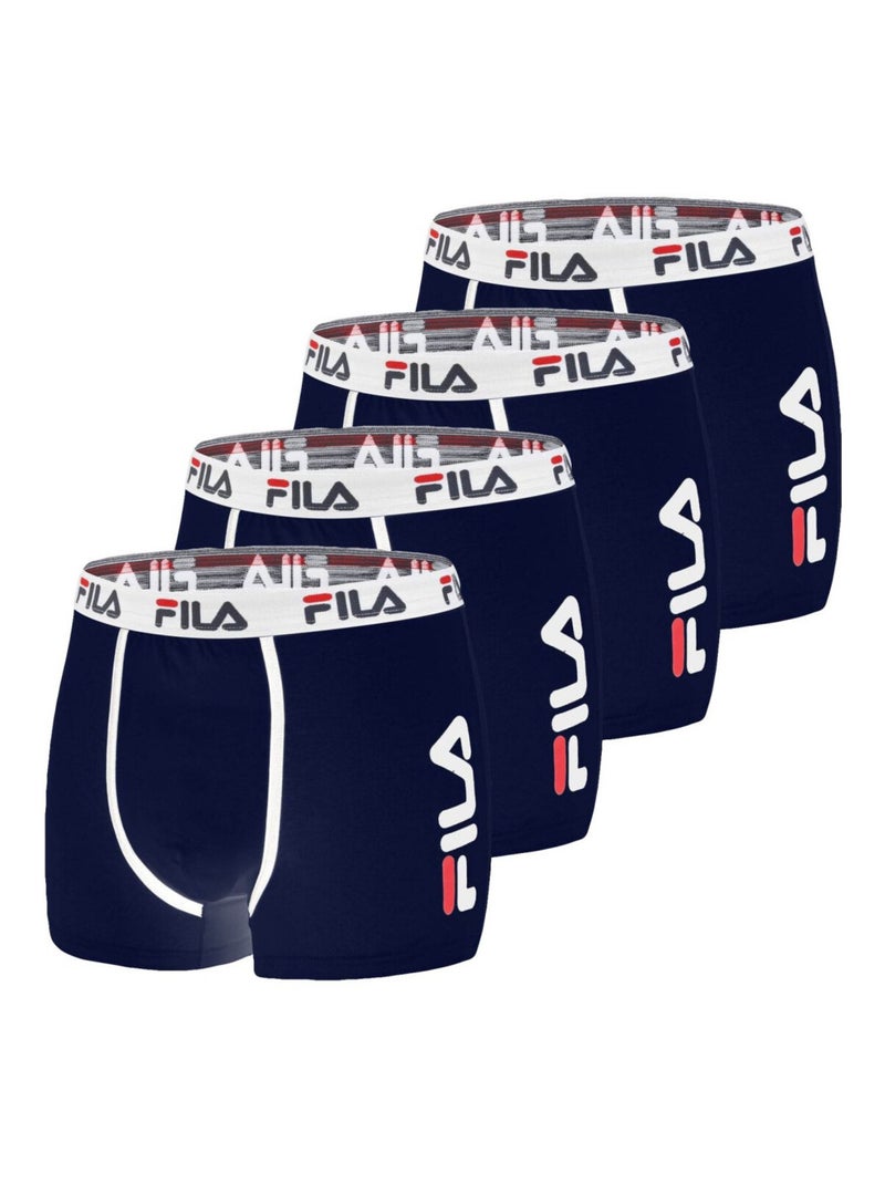 Lot de 4 Boxers Homme FILA 5040 coton couleur Navy Fila Bleu Blanc - Kiabi