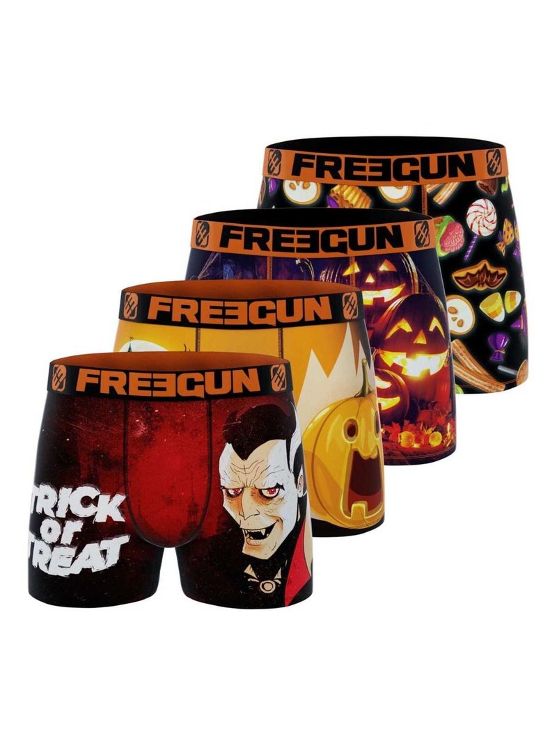 Lot de 4 Boxers homme Halloween Freegun Orange - Kiabi