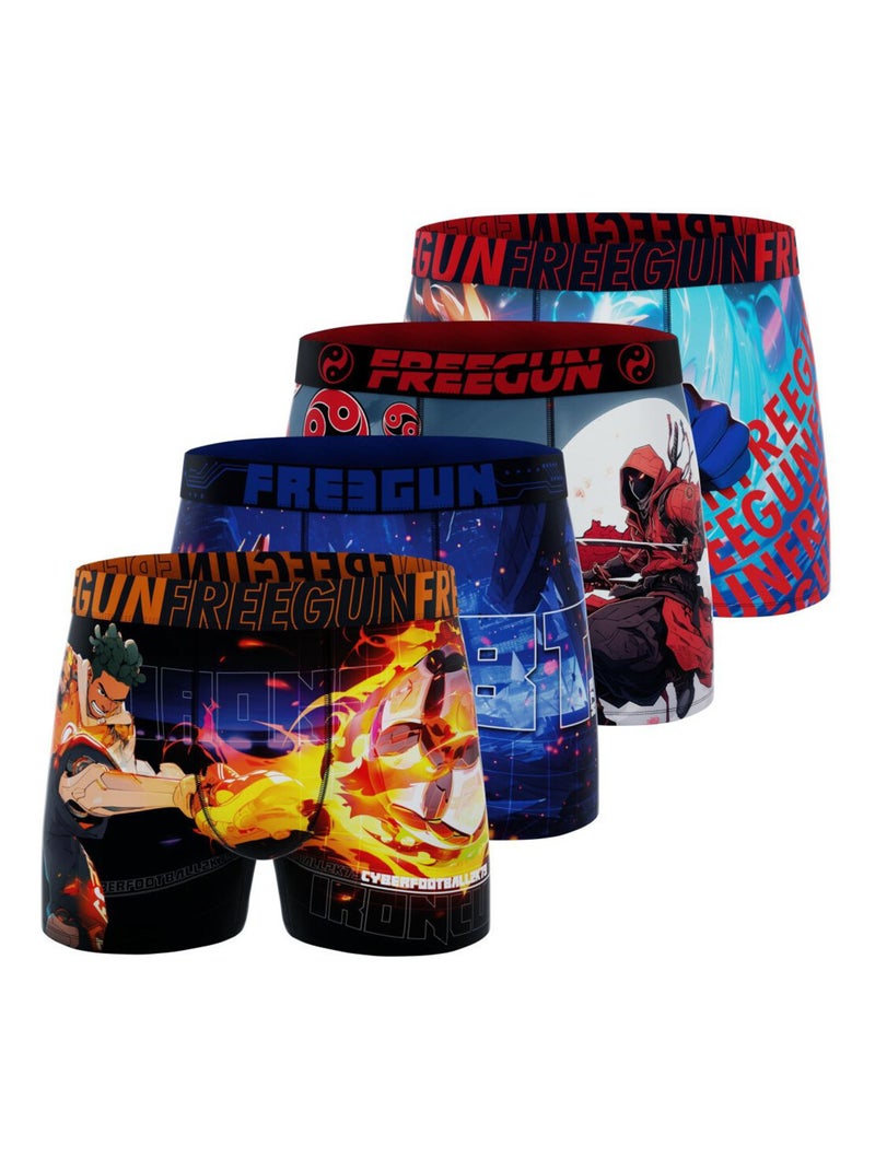 Lot de 4 boxers homme Heroes Power Freegun Bleu Jaune - Kiabi