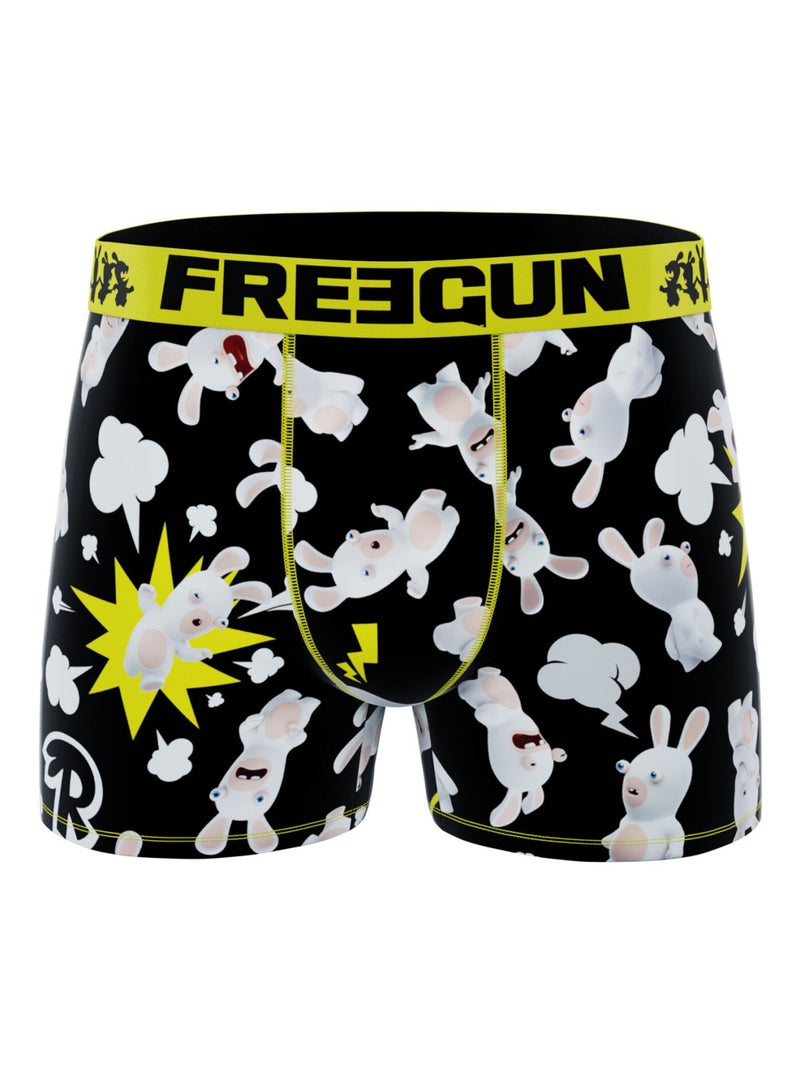 Lot de 4 boxers homme Lapins Crétins Freegun Noir Blanc - Kiabi