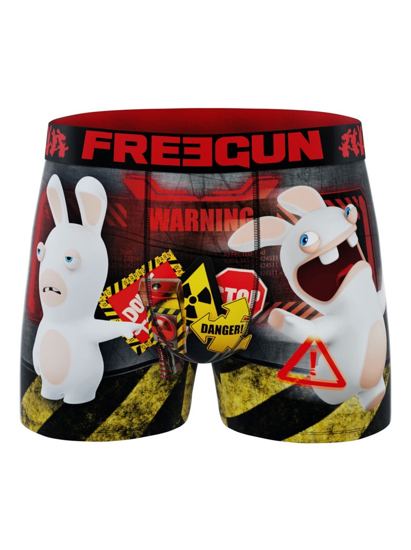 Lot de 4 boxers homme Lapins Crétins Freegun Noir Blanc - Kiabi