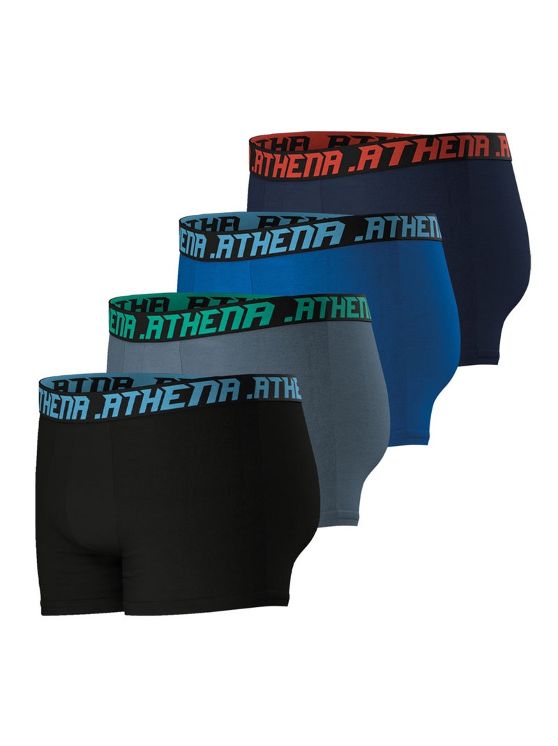 Lot de 4 boxers homme My Petit Prix Athena Noir Gris Bleu - Kiabi