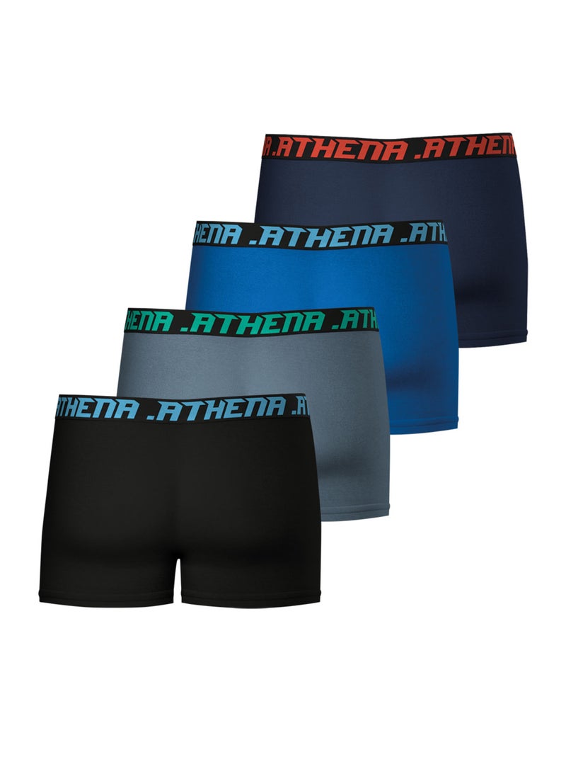 Lot de 4 boxers homme My Petit Prix Athena Noir Gris Bleu - Kiabi