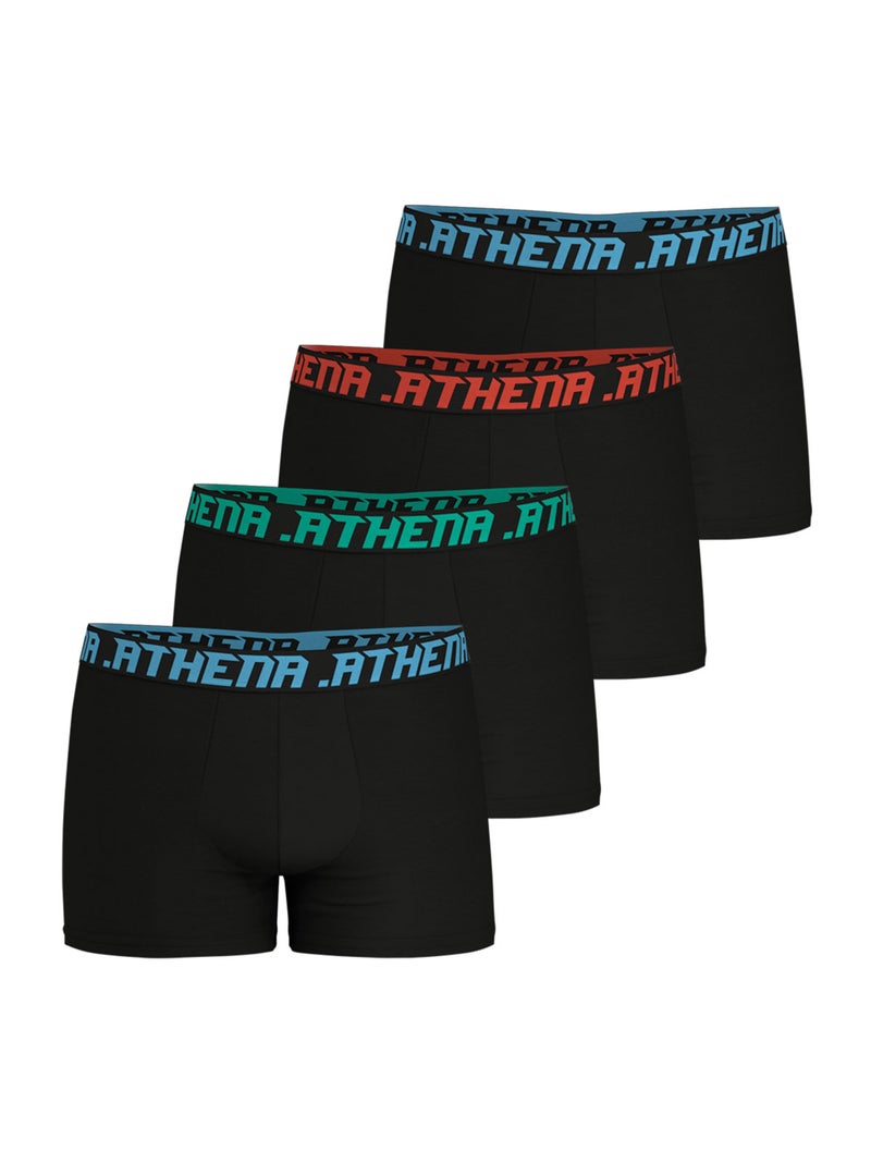 Lot de 4 boxers homme My Petit Prix Athena Noir Noir - Kiabi