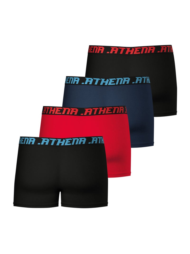 Lot de 4 boxers homme My Petit Prix Athena Noir Rouge Bleu - Kiabi