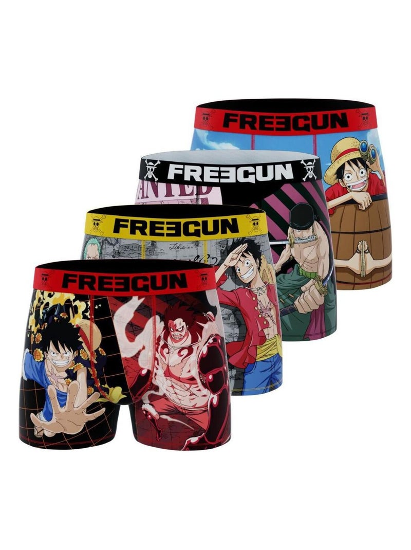 Lot de 4 boxers homme One Piece Freegun Bleu - Kiabi