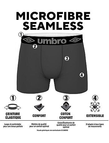 Lot de 4 boxers homme sans couture seamless umbro