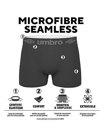 Lot de 4 Boxers homme sans couture Umbro