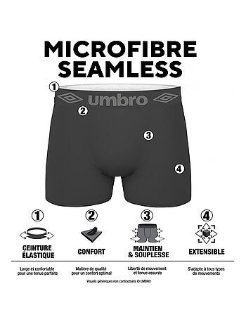 Lot de 4 Boxers homme sans couture Umbro
