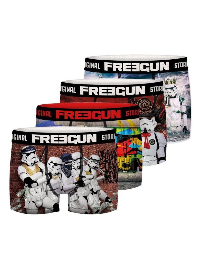 Lot de 4 boxers homme Stromtrooper Freegun Noir - Kiabi