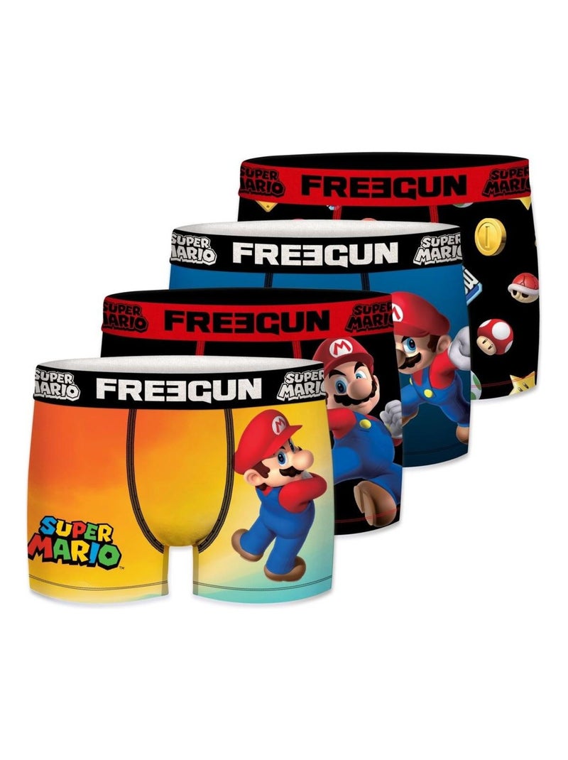 Lot de 4 boxers homme Super Mario Bros Freegun Noir - Kiabi