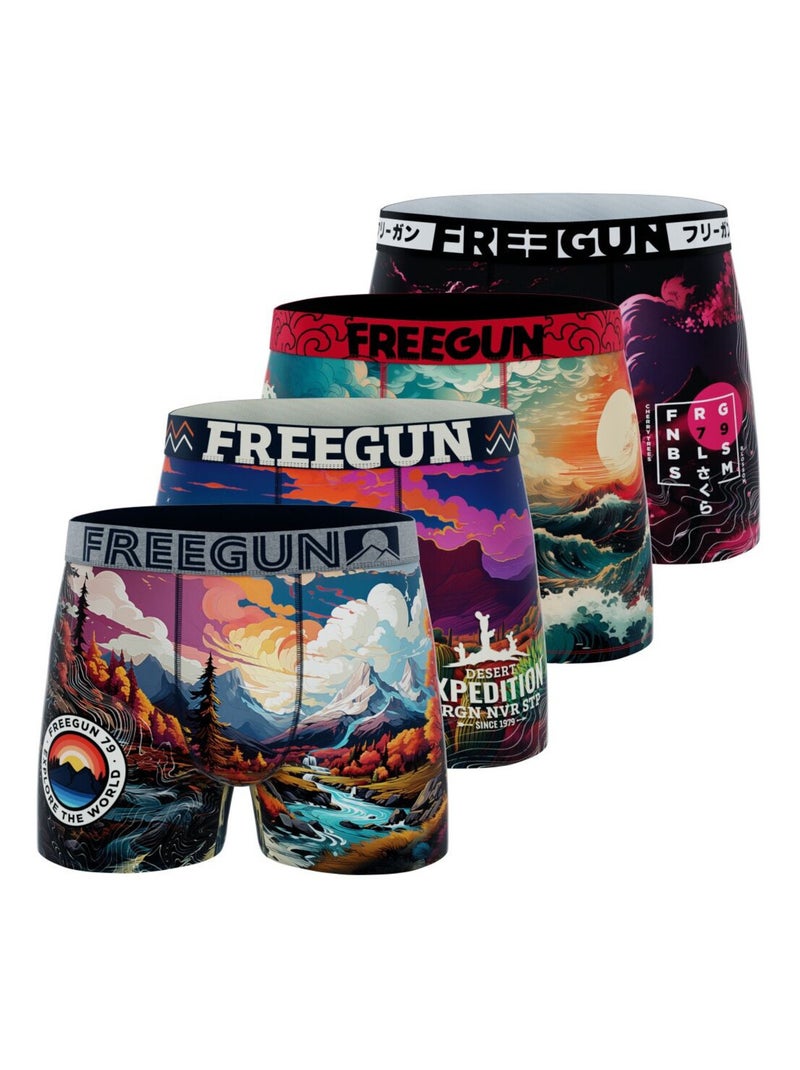 Lot de 4 boxers homme Vibrant  Freegun Orange - Kiabi