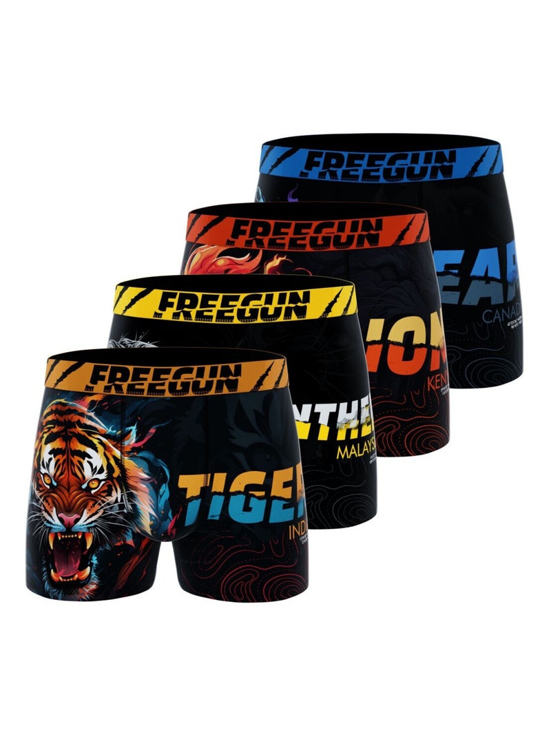 Lot de 4 boxers homme Wild Animals  Freegun Orange - Kiabi