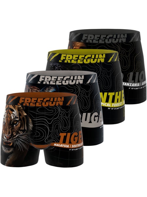 Lot de 4 boxers homme Wild Life Freegun - Kiabi
