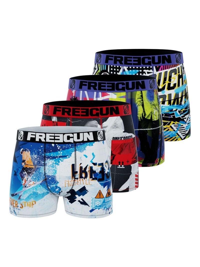 Lot de 4 Boxers homme Winter Sport Freegun Violet - Kiabi
