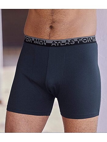 Lot de 4 Boxers Unis en Coton Stretch - ATLAS FOR MEN