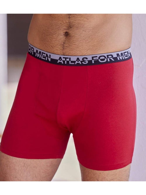 Lot de 4 Boxers Unis en Coton Stretch   - ATLAS FOR MEN - Kiabi