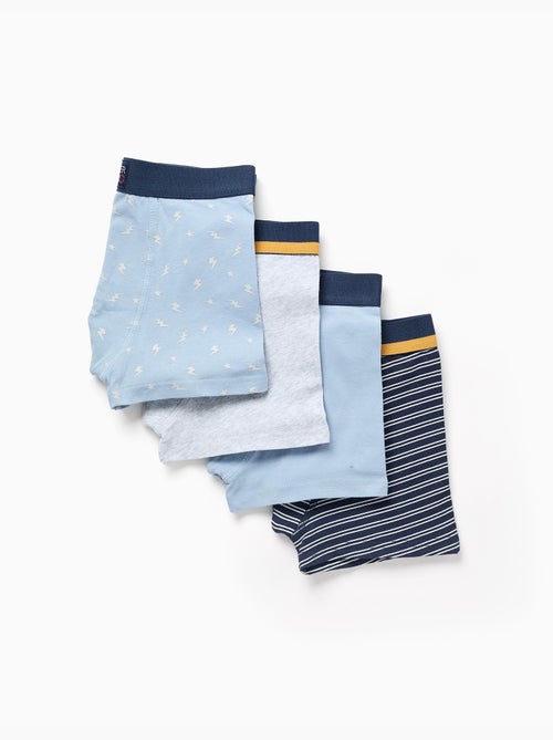 Lot de 4 boxers unis/à imprimés - Kiabi