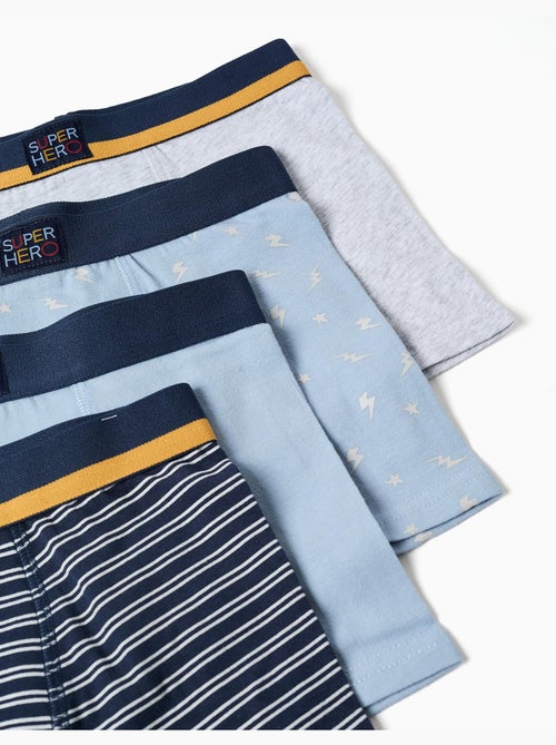 Lot de 4 boxers unis/à imprimés - Kiabi