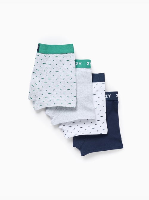 Lot de 4 boxers unis/à imprimés - Kiabi