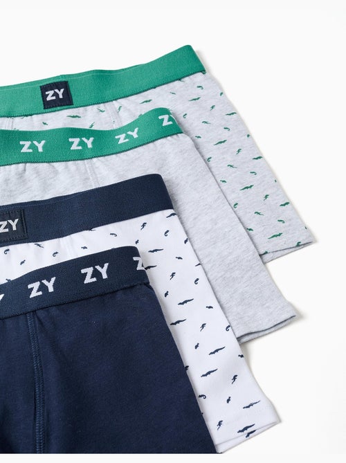 Lot de 4 boxers unis/à imprimés - Kiabi