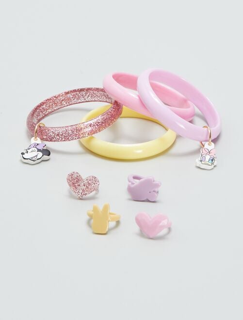 Lot de 4 bracelets + 4 bagues 'Daisy et Minnie' - Kiabi