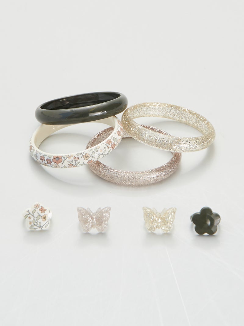 Lot de 4 bracelets + 4 bagues multicolore - Kiabi