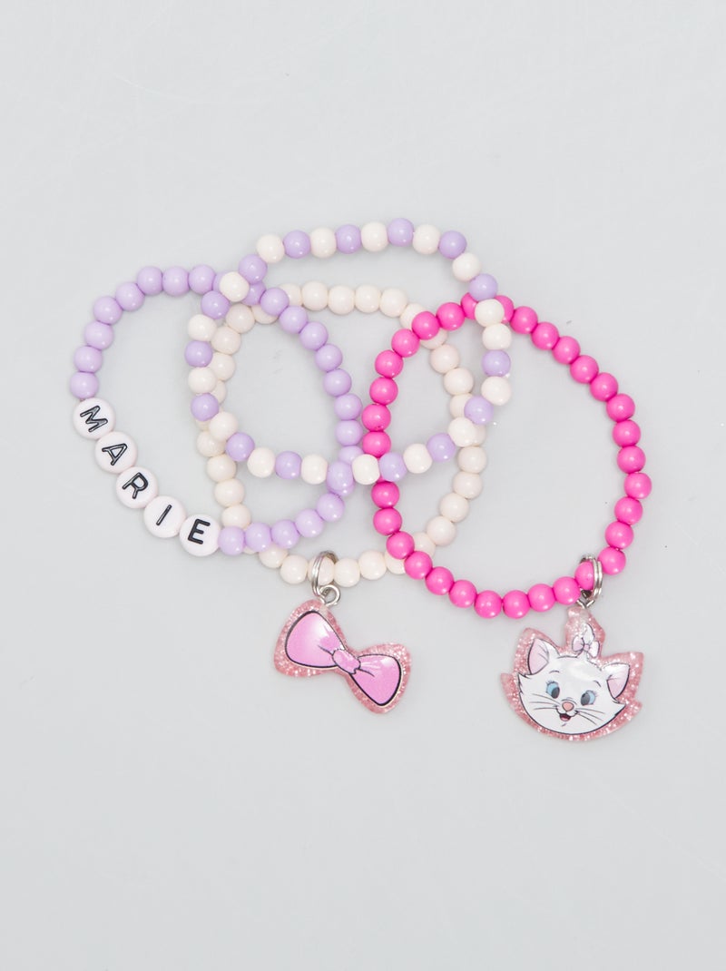 Lot de 4 bracelets de perles 'Disney' 'Marie' Rose - Kiabi