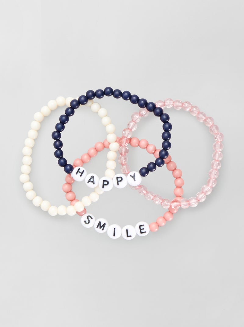 Lot de 4 bracelets perlés avec lettrage bleu - Kiabi