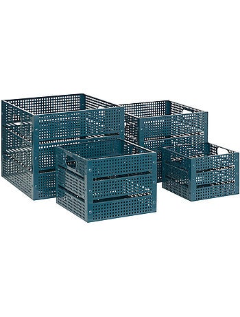 Lot de 4 caisses de rangement en acier ajouré AZAE