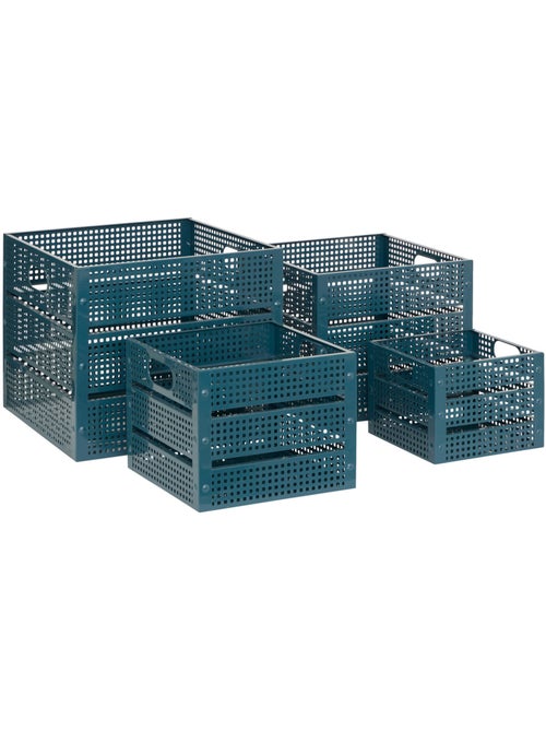 Lot de 4 caisses de rangement en acier ajouré AZAE - Kiabi