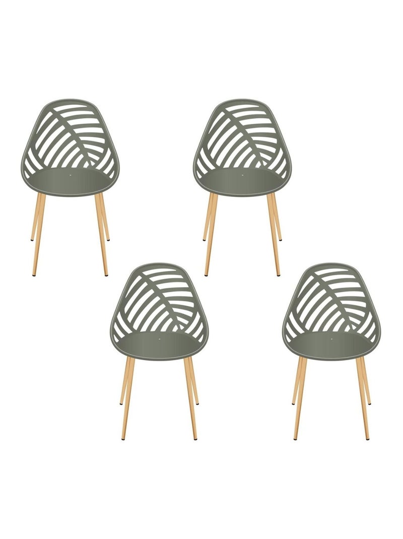 Lot de 4 chaises ajourées ALAMEDA Vert - Kiabi