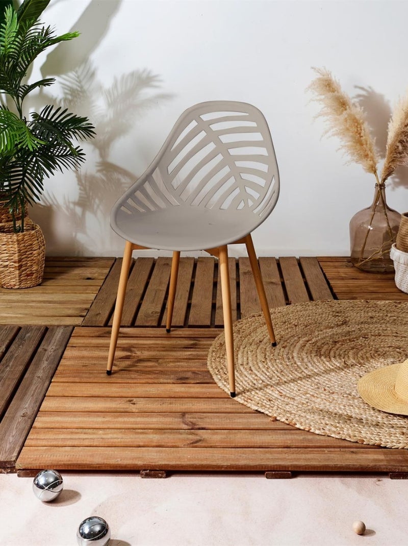 Lot de 4 chaises avec dossier ajouré ALAMEDA Taupe - Kiabi