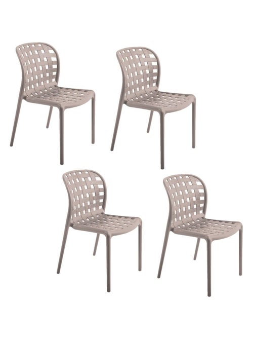 Lot de 4 chaises de jardin empilables effet tressé en polypropylène SIENNE - Kiabi