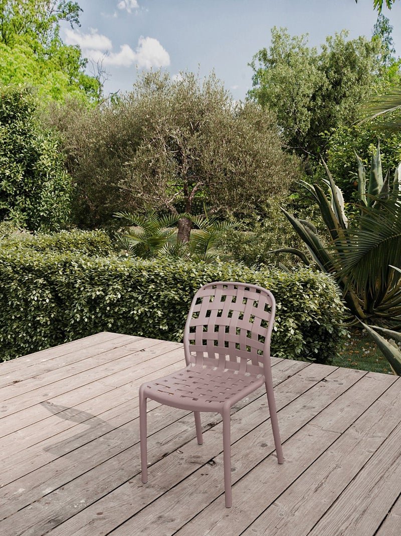 Lot de 4 chaises de jardin empilables effet tressé en polypropylène SIENNE Gris clair - Kiabi