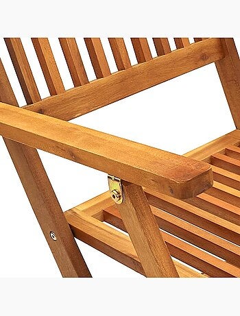 Lot de 4 chaises de jardin pliables en bois avec accoudoirs