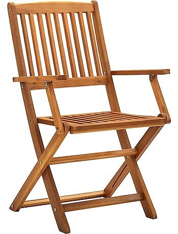 Lot de 4 chaises de jardin pliables en bois avec accoudoirs