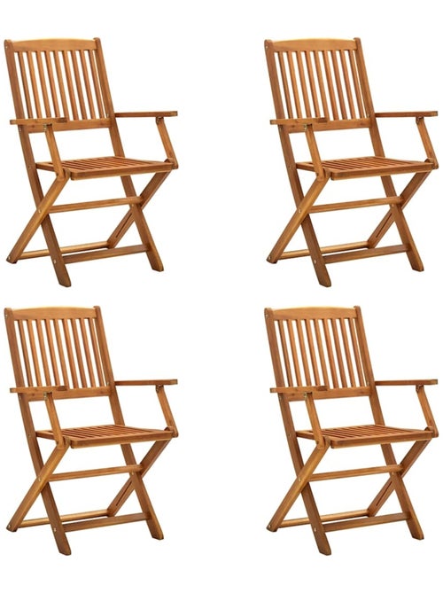 Lot de 4 chaises de jardin pliables en bois avec accoudoirs - Kiabi Lot de 4 chaises de jardin pliables en bois avec accoudoirs - Kiabi