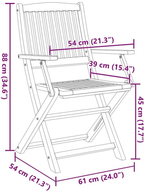 Lot de 4 chaises de jardin pliables en bois avec accoudoirs - Kiabi Lot de 4 chaises de jardin pliables en bois avec accoudoirs - Kiabi