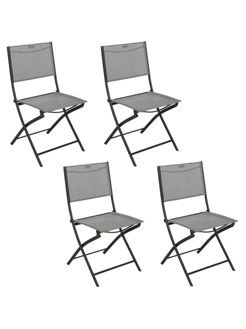 Lot de 4 chaises de jardin pliables Modula gris anthracite - Kiabi