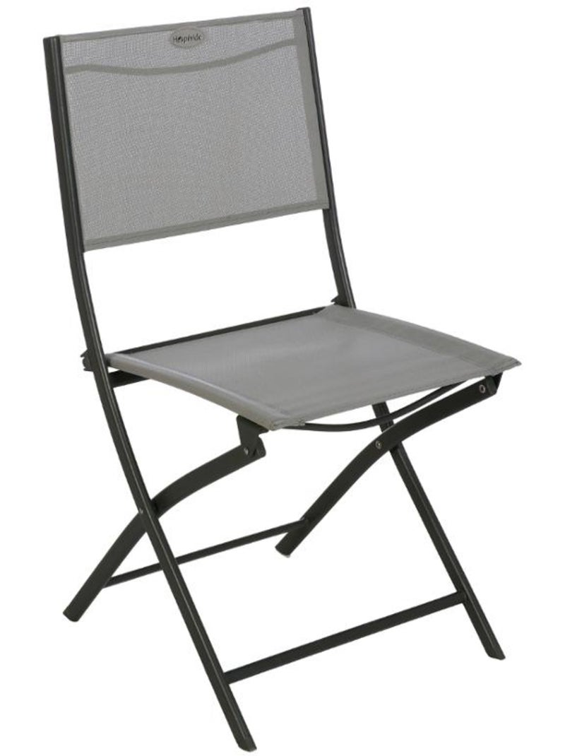 Lot de 4 chaises de jardin pliantes en acier MODULA Gris galet - Kiabi