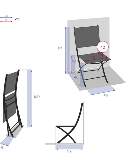 Lot de 4 chaises de jardin pliantes en acier MODULA - Kiabi Lot de 4 chaises de jardin pliantes en acier MODULA - Kiabi