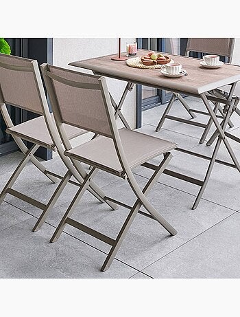 Lot de 4 chaises de jardin pliantes en aluminium ESSENTIA
