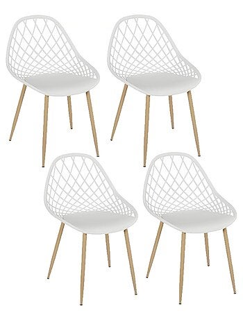 Lot de 4 chaises d'extérieur ajourées en polypropylène MALAGA