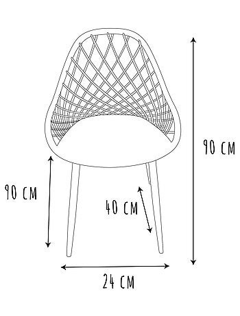 Lot de 4 chaises d'extérieur ajourées en polypropylène MALAGA