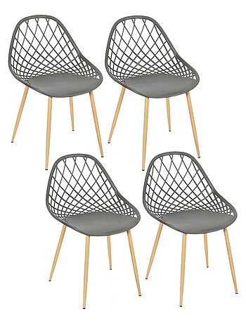 Lot de 4 chaises d'extérieur ajourées en polypropylène MALAGA