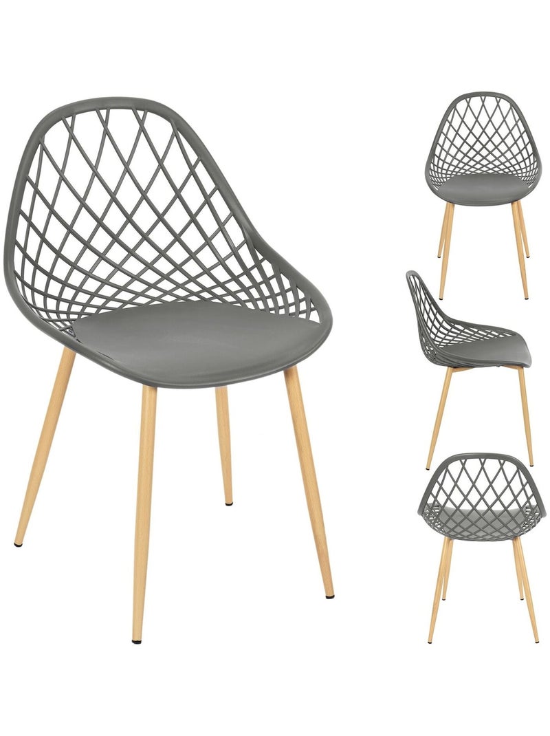Lot de 4 chaises d'extérieur ajourées en polypropylène MALAGA Gris - Kiabi
