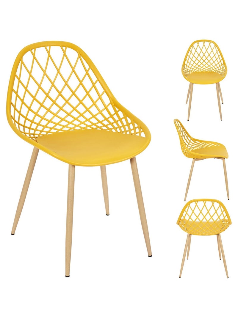 Lot de 4 chaises d'extérieur ajourées en polypropylène MALAGA Jaune - Kiabi