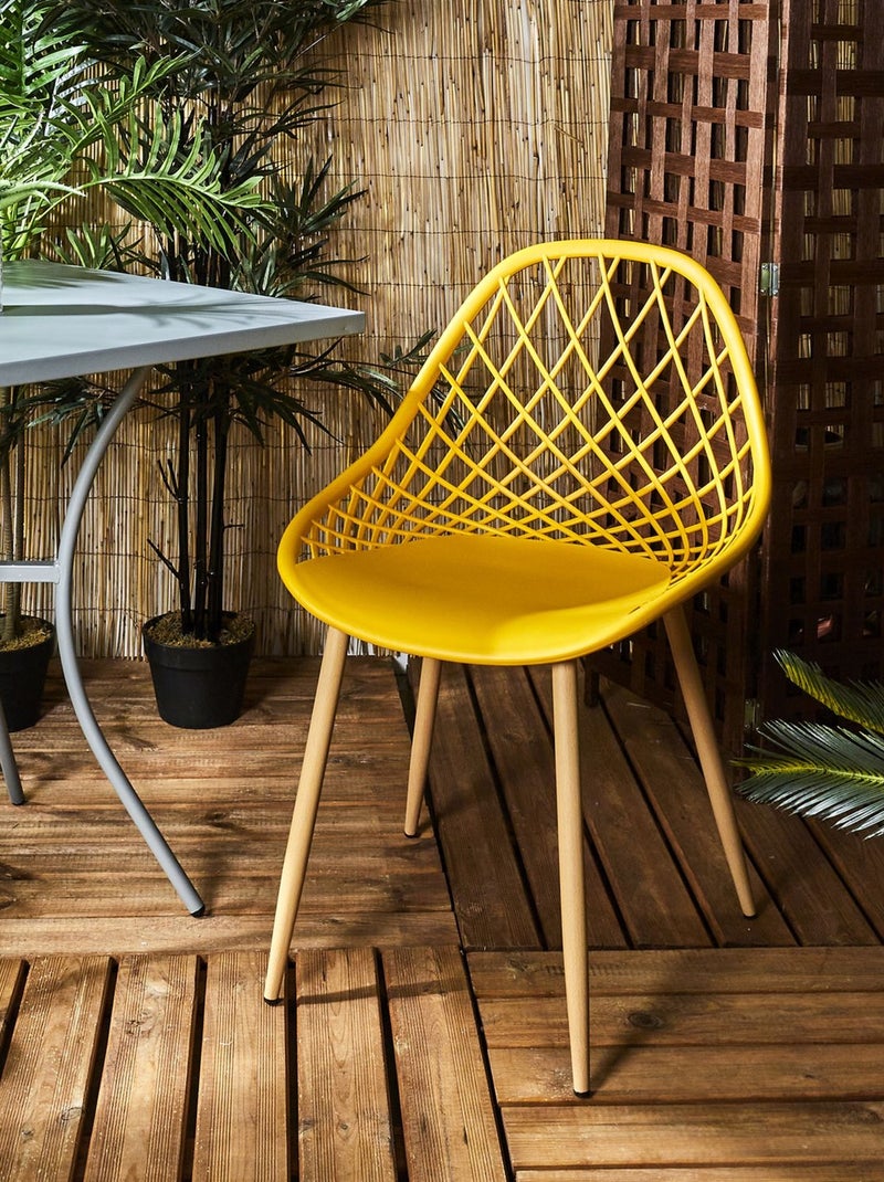 Lot de 4 chaises d'extérieur ajourées en polypropylène MALAGA Jaune - Kiabi